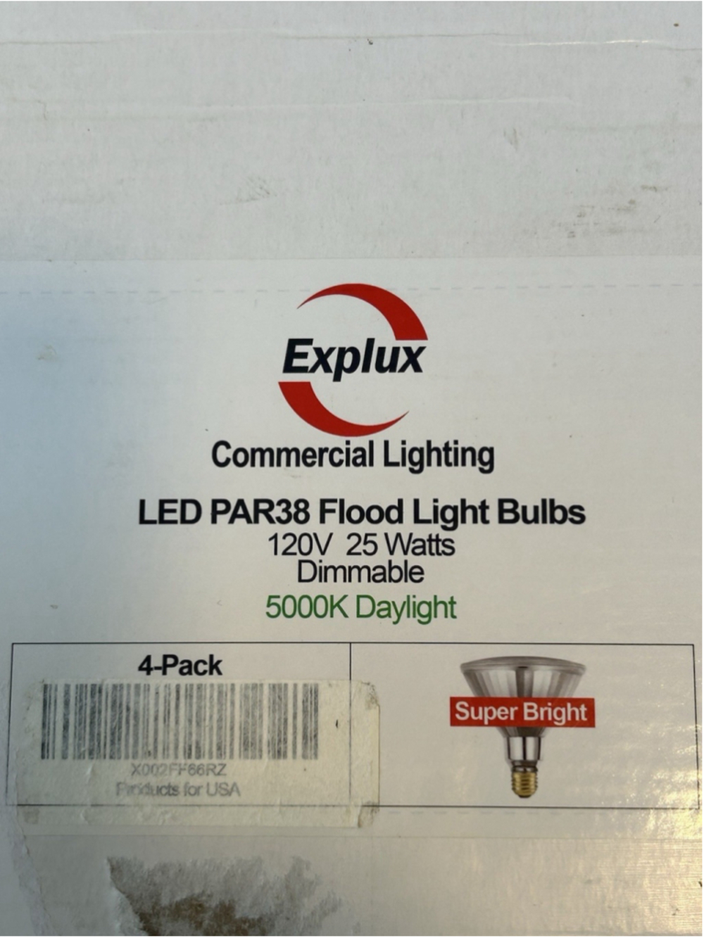 LED PAR38 Flood Light Bulbs Explux Commercial Lighting 4-Pack Dimmable 23W